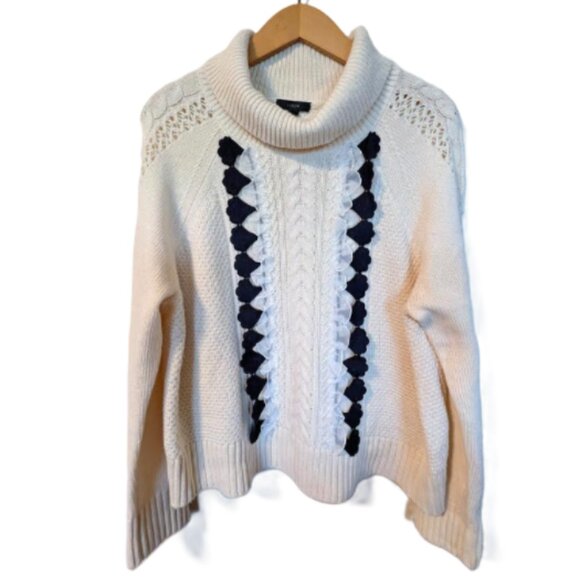 NWOT J Crew Embellished Cable Knit Ruffle Sweater - Picture 5 of 12